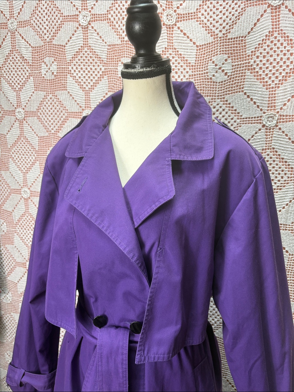 Vintage Northern Climate Purple Trench Coat Size 10 - Picture 2 of 16